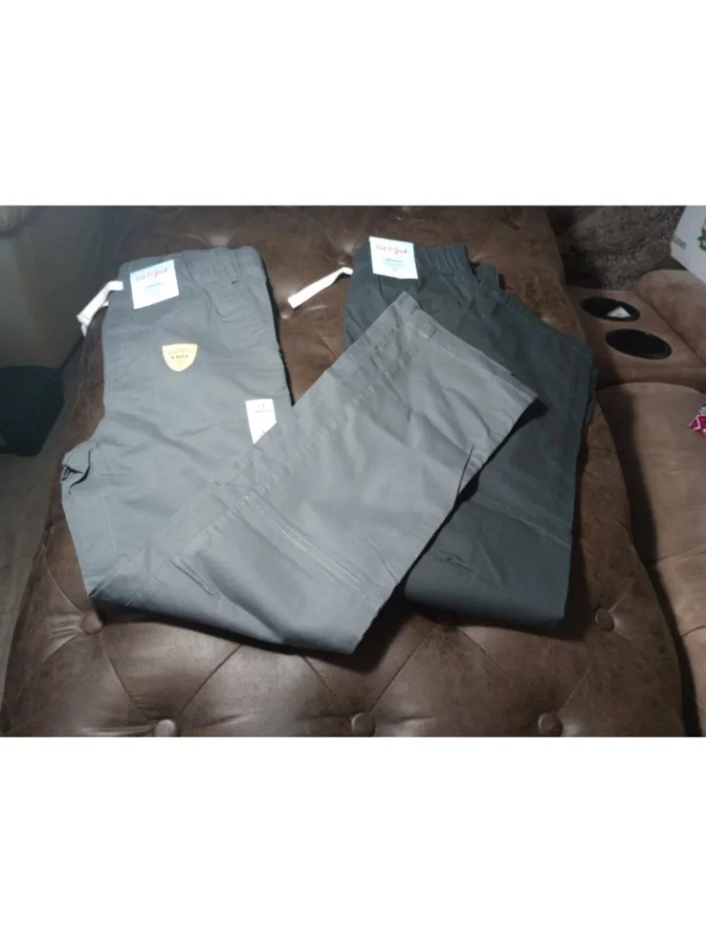 Set Of 2 Cat and Jack Boys Size 14 Straight Pull On  Pants Reinforced Knee